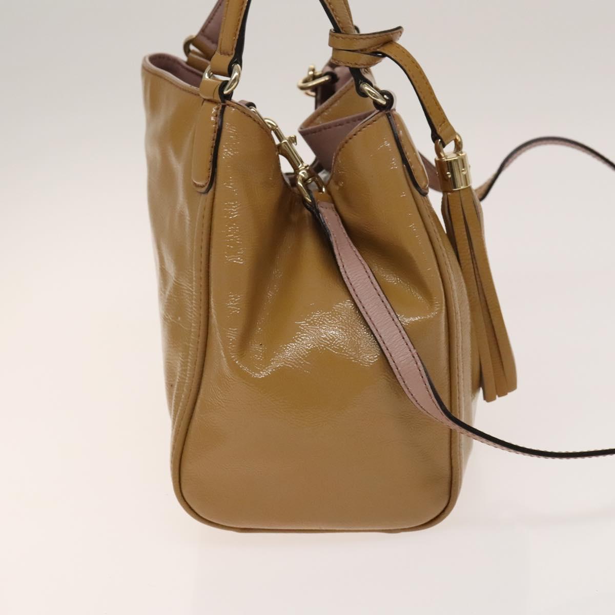 GUCCI Soho Hand Bag Enamel 2way Beige Gold 336751 Auth ki5942