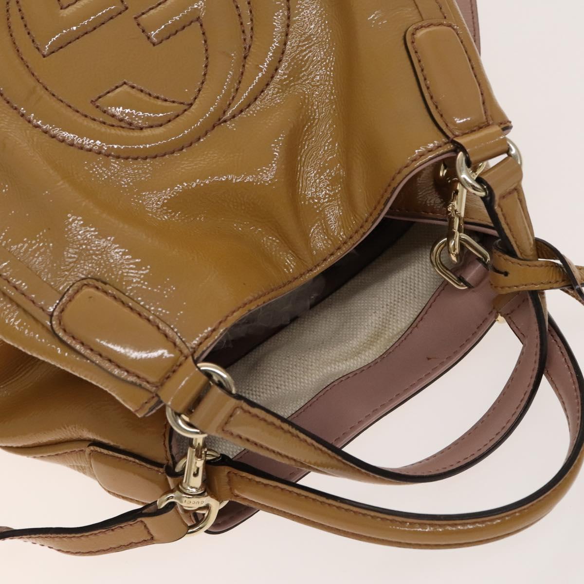 GUCCI Soho Hand Bag Enamel 2way Beige Gold 336751 Auth ki5942