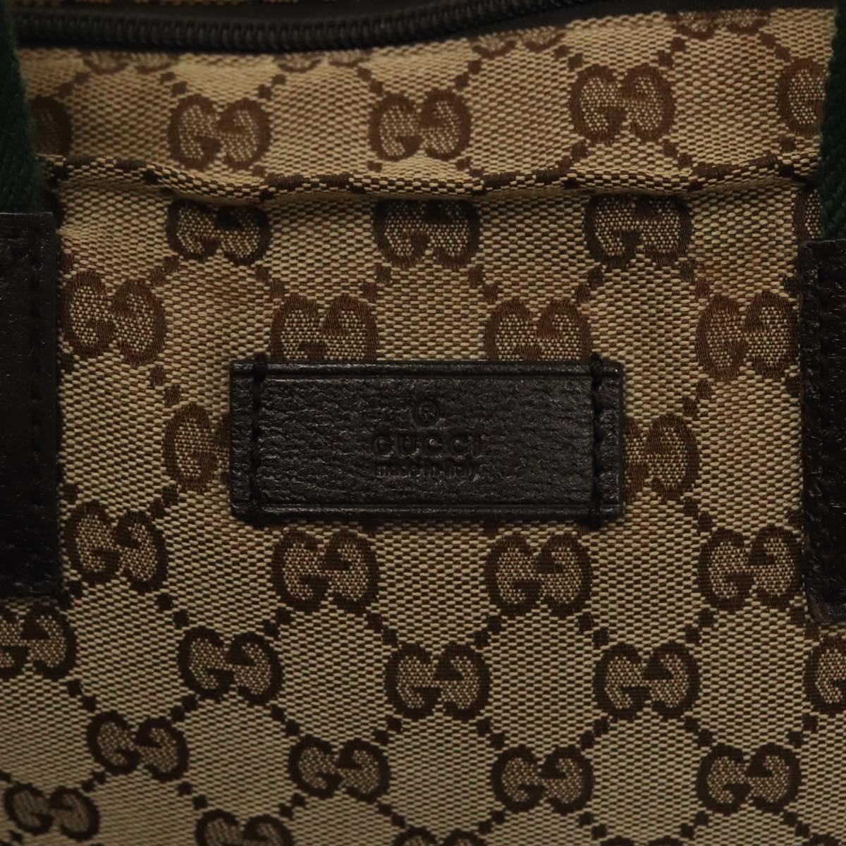 GUCCI GG Canvas Web Sherry Line Tote Bag Beige Green Red 131230 Auth ki5944
