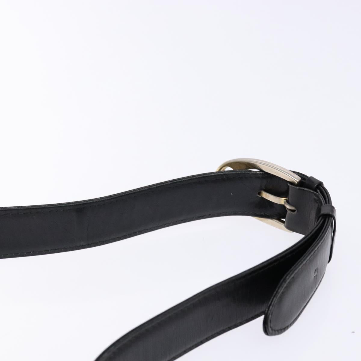 CELINE Horse Carriage Shoulder Bag Leather Black Gold Auth ki5948