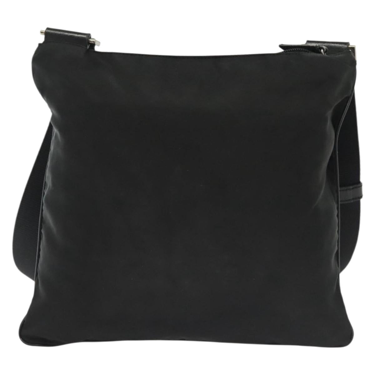 PRADA Shoulder Bag Nylon Black Silver Auth ki5954