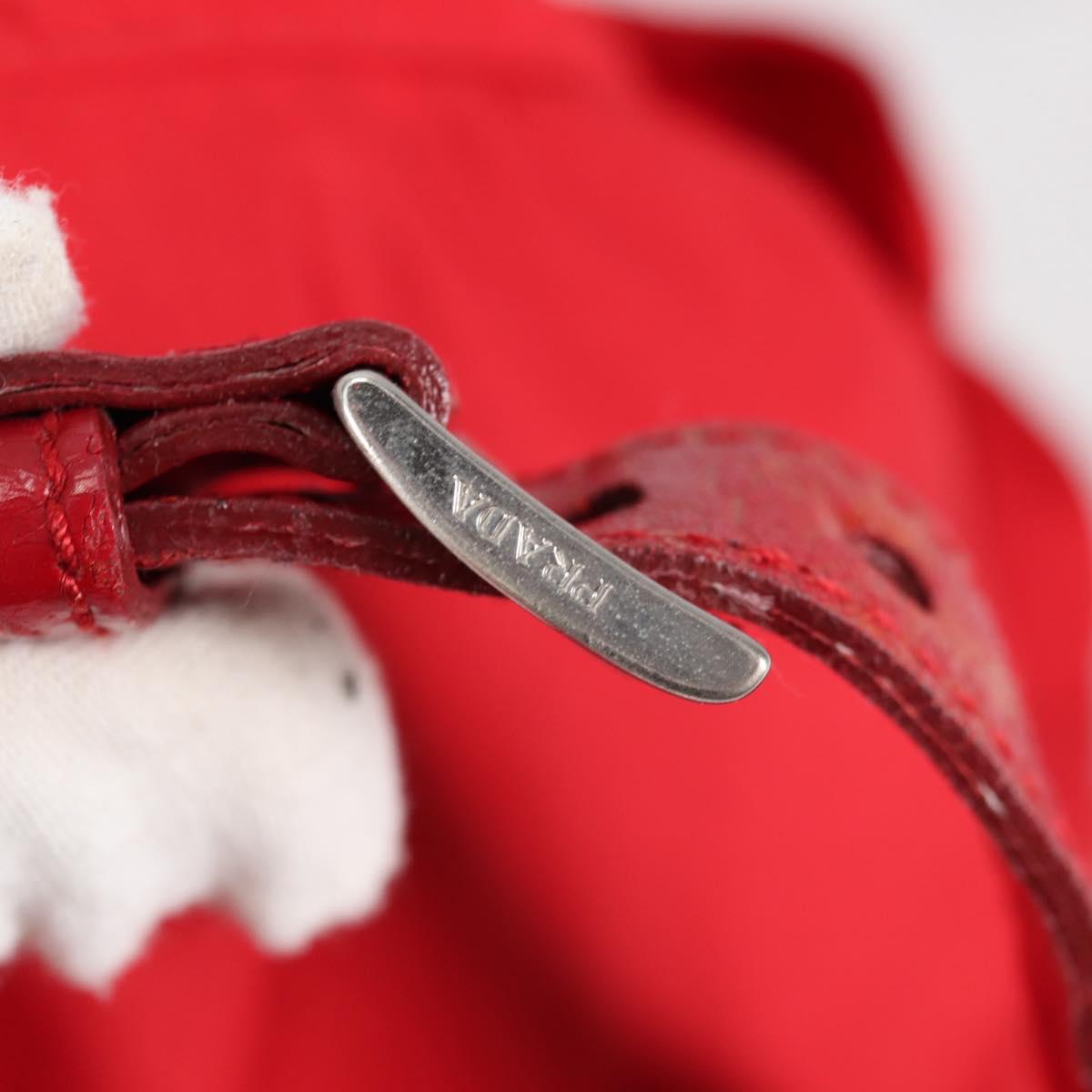 PRADA Backpack Nylon Silver Red Auth ki5955