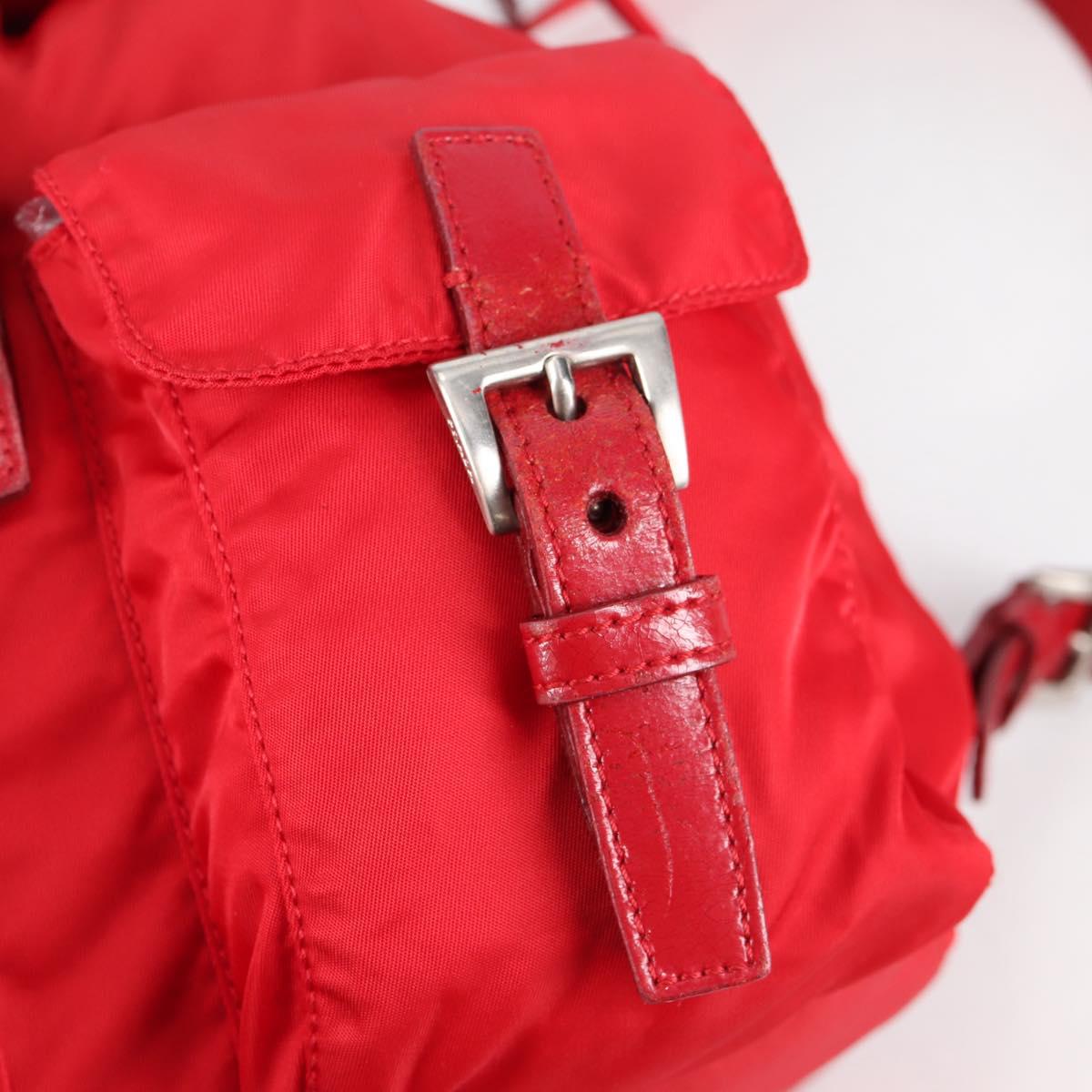 PRADA Backpack Nylon Silver Red Auth ki5955