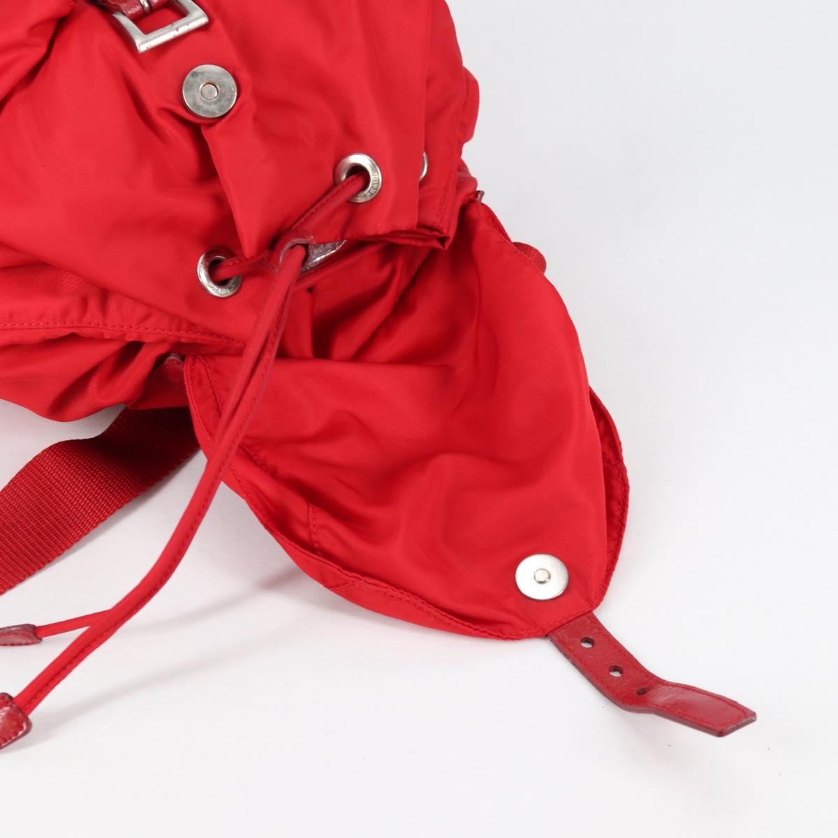 PRADA Backpack Nylon Silver Red Auth ki5955