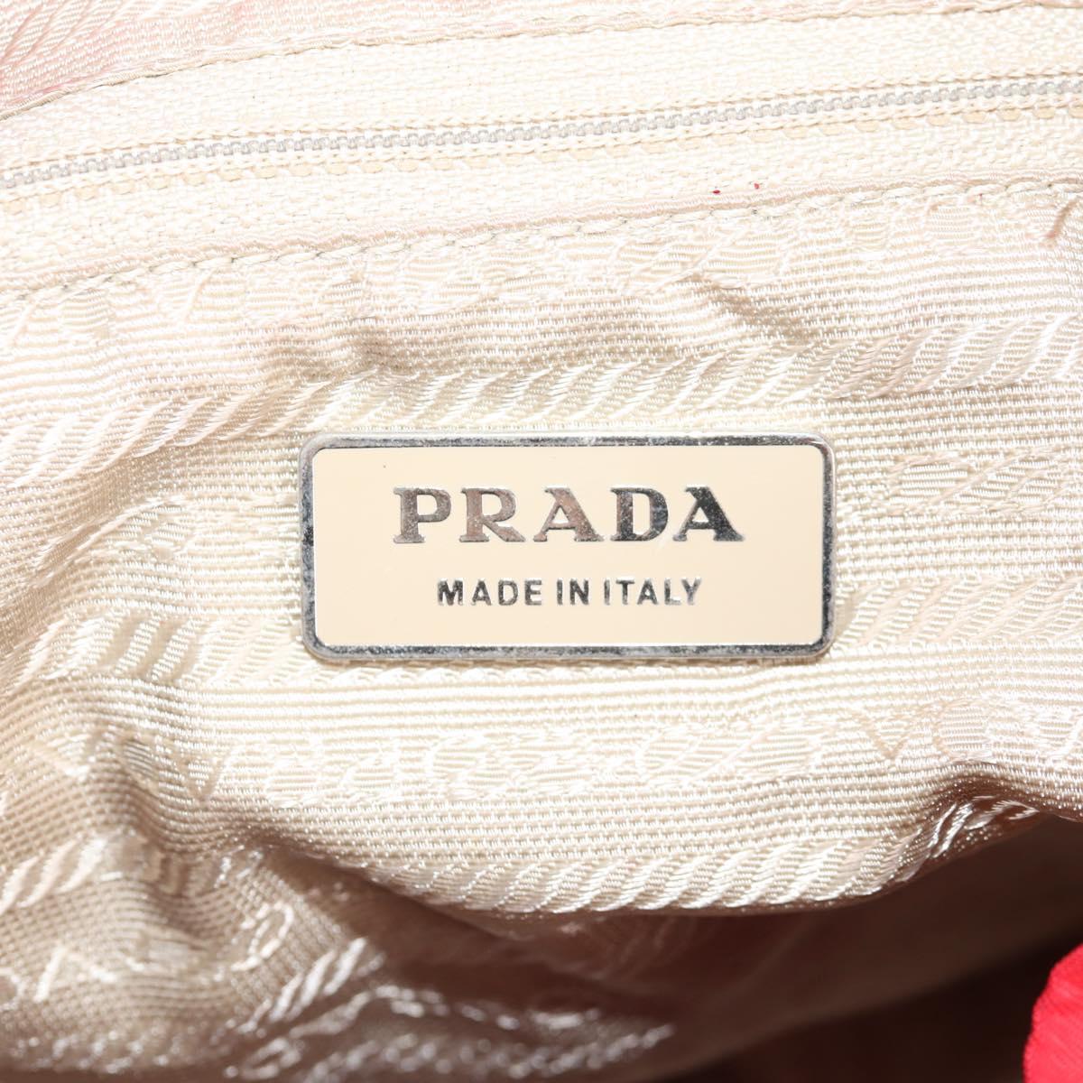 PRADA Backpack Nylon Silver Red Auth ki5955