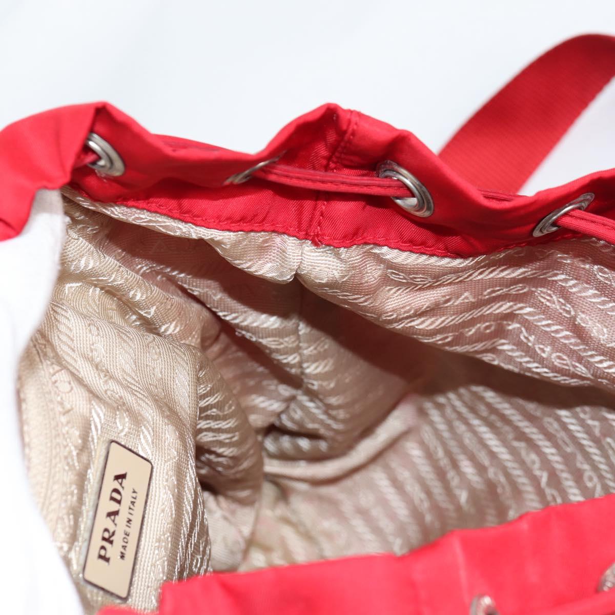 PRADA Backpack Nylon Silver Red Auth ki5955