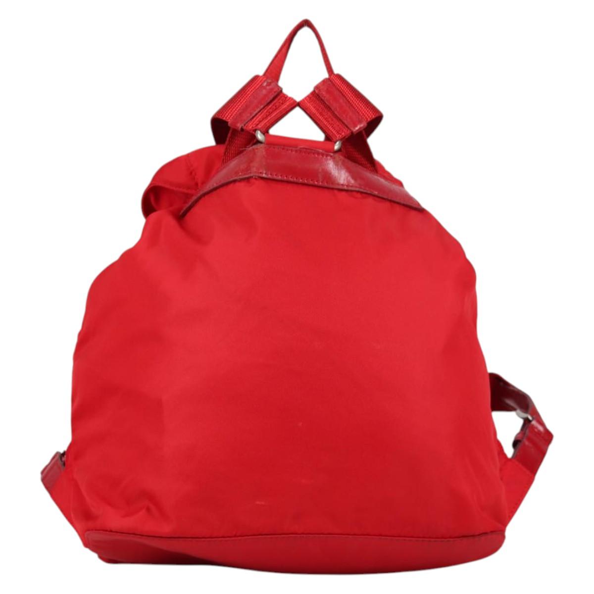 PRADA Backpack Nylon Silver Red Auth ki5955
