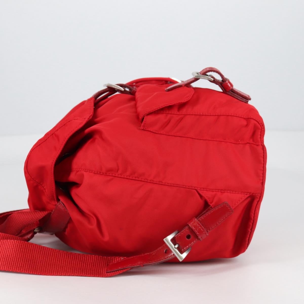 PRADA Backpack Nylon Silver Red Auth ki5955
