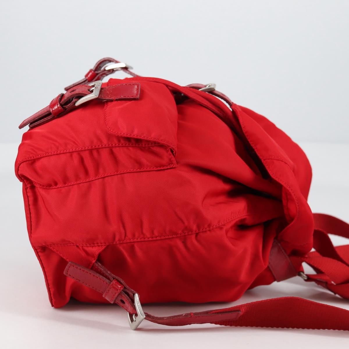PRADA Backpack Nylon Silver Red Auth ki5955