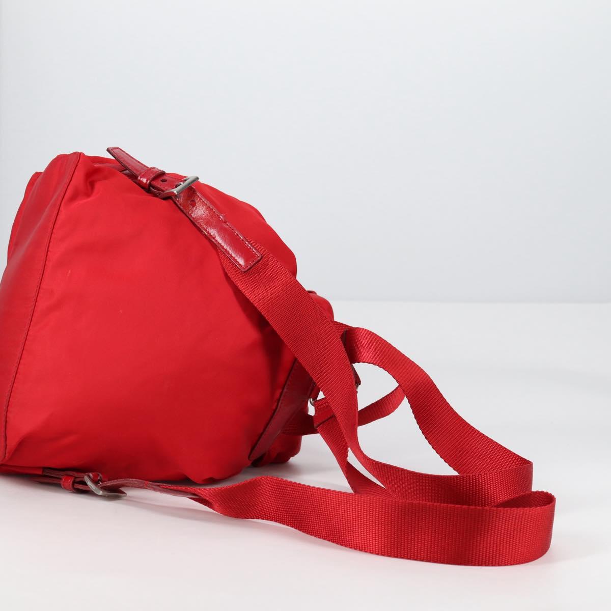 PRADA Backpack Nylon Silver Red Auth ki5955