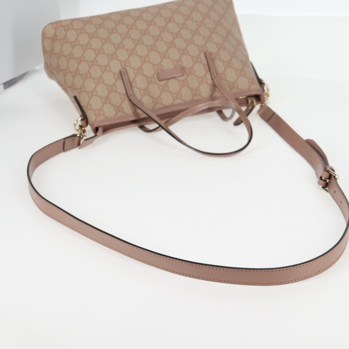 GUCCI GG Supreme Hand Bag PVC 2way Pink Gold 353440 Auth ki5957