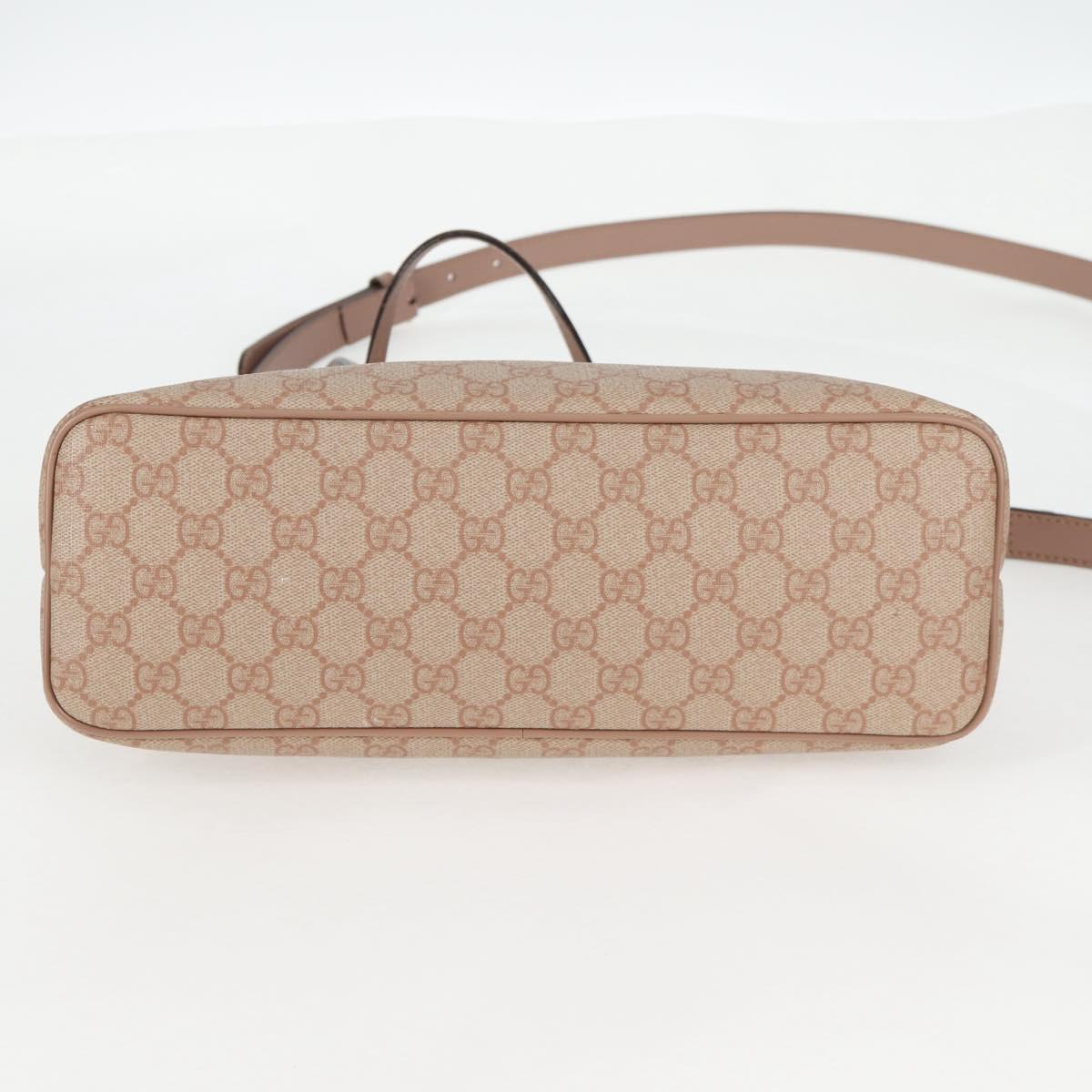 GUCCI GG Supreme Hand Bag PVC 2way Pink Gold 353440 Auth ki5957