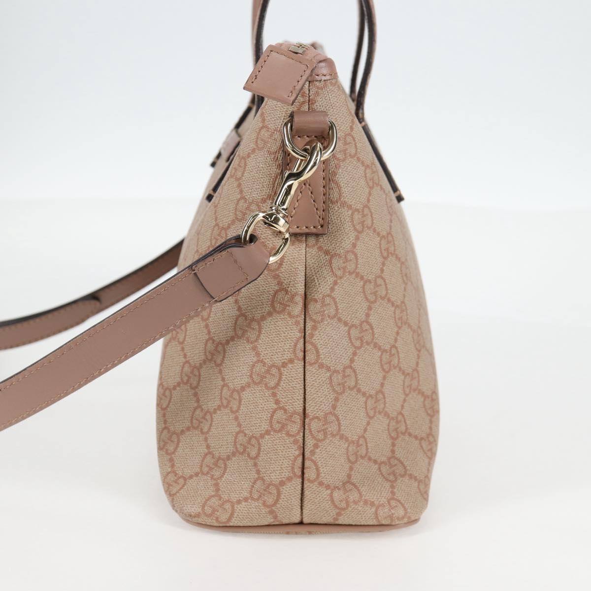 GUCCI GG Supreme Hand Bag PVC 2way Pink Gold 353440 Auth ki5957