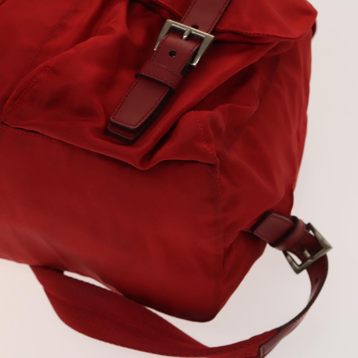 PRADA Backpack Nylon Silver Red Auth ki5962
