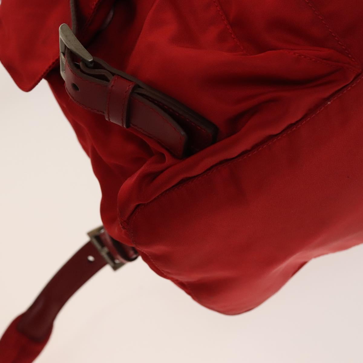 PRADA Backpack Nylon Silver Red Auth ki5962