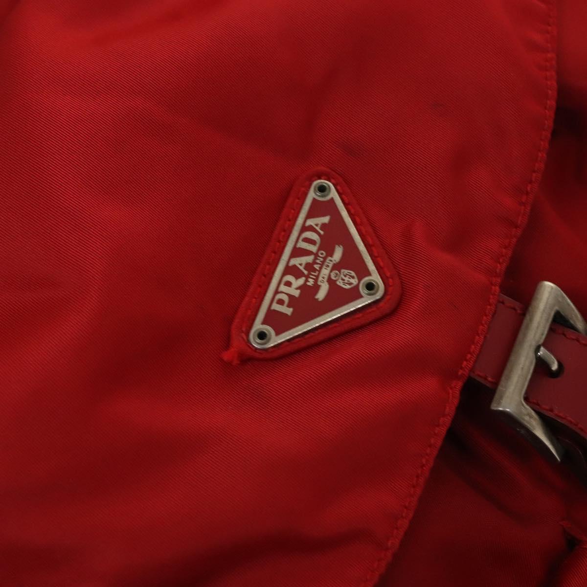 PRADA Backpack Nylon Silver Red Auth ki5962