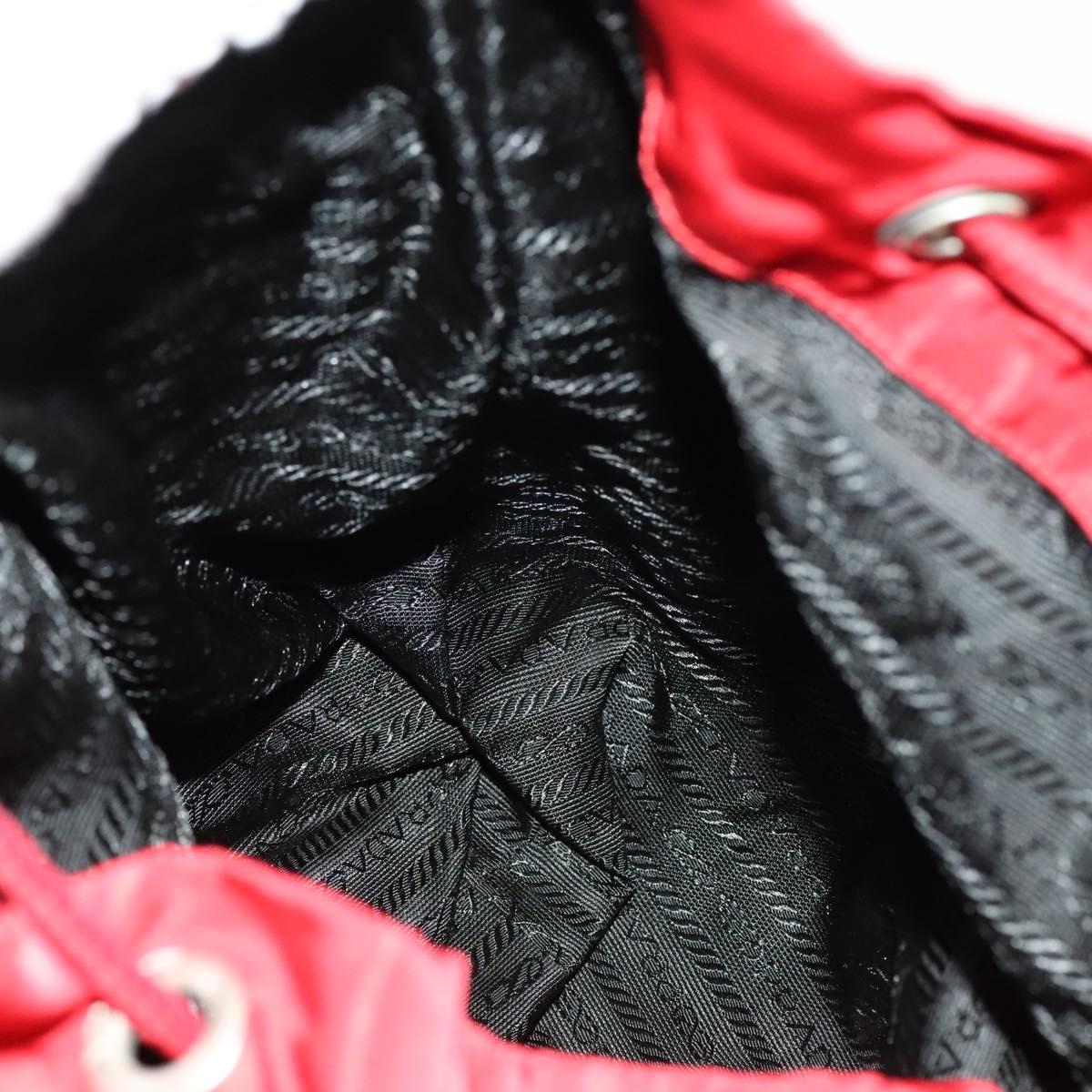 PRADA Backpack Nylon Silver Red Auth ki5962