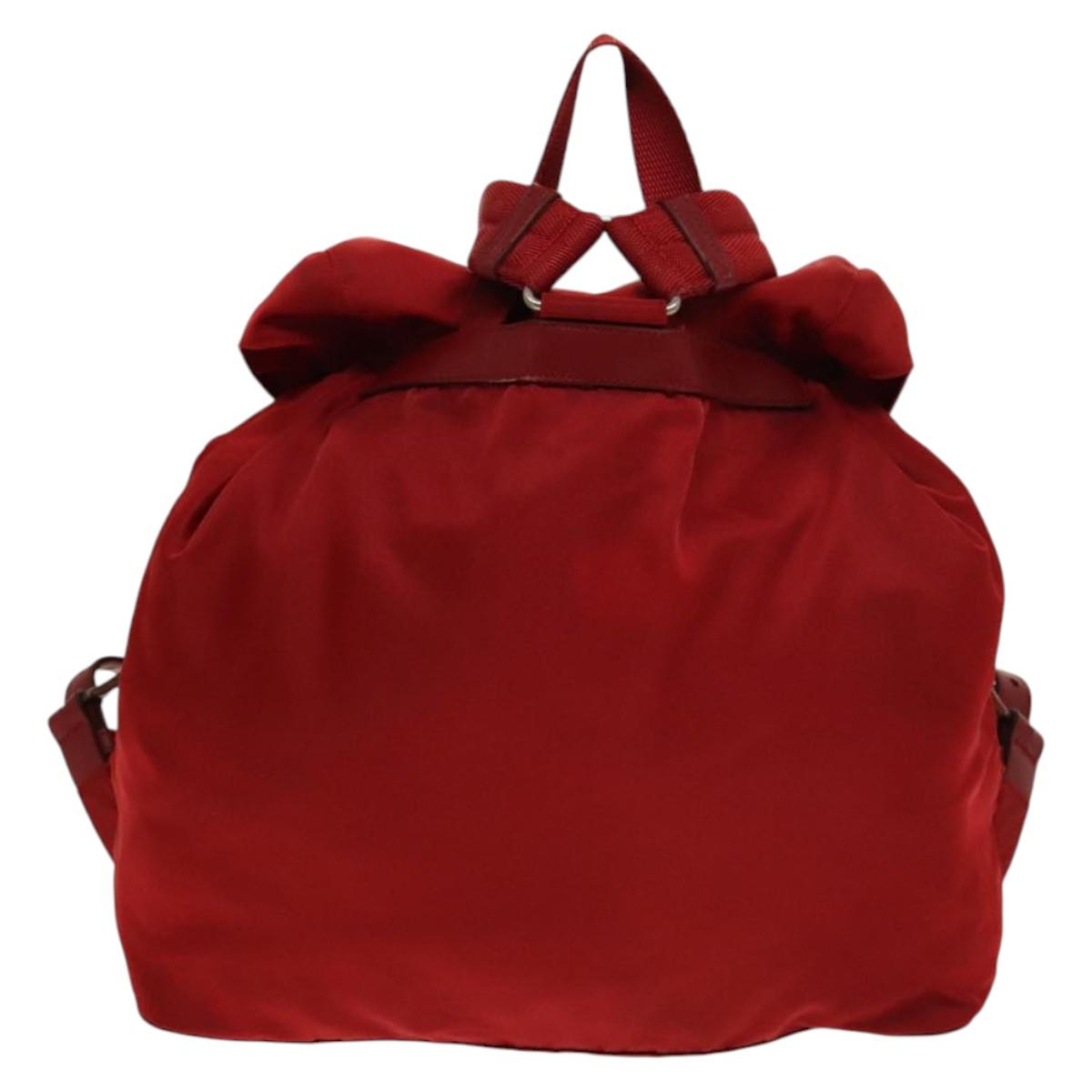 PRADA Backpack Nylon Silver Red Auth ki5962