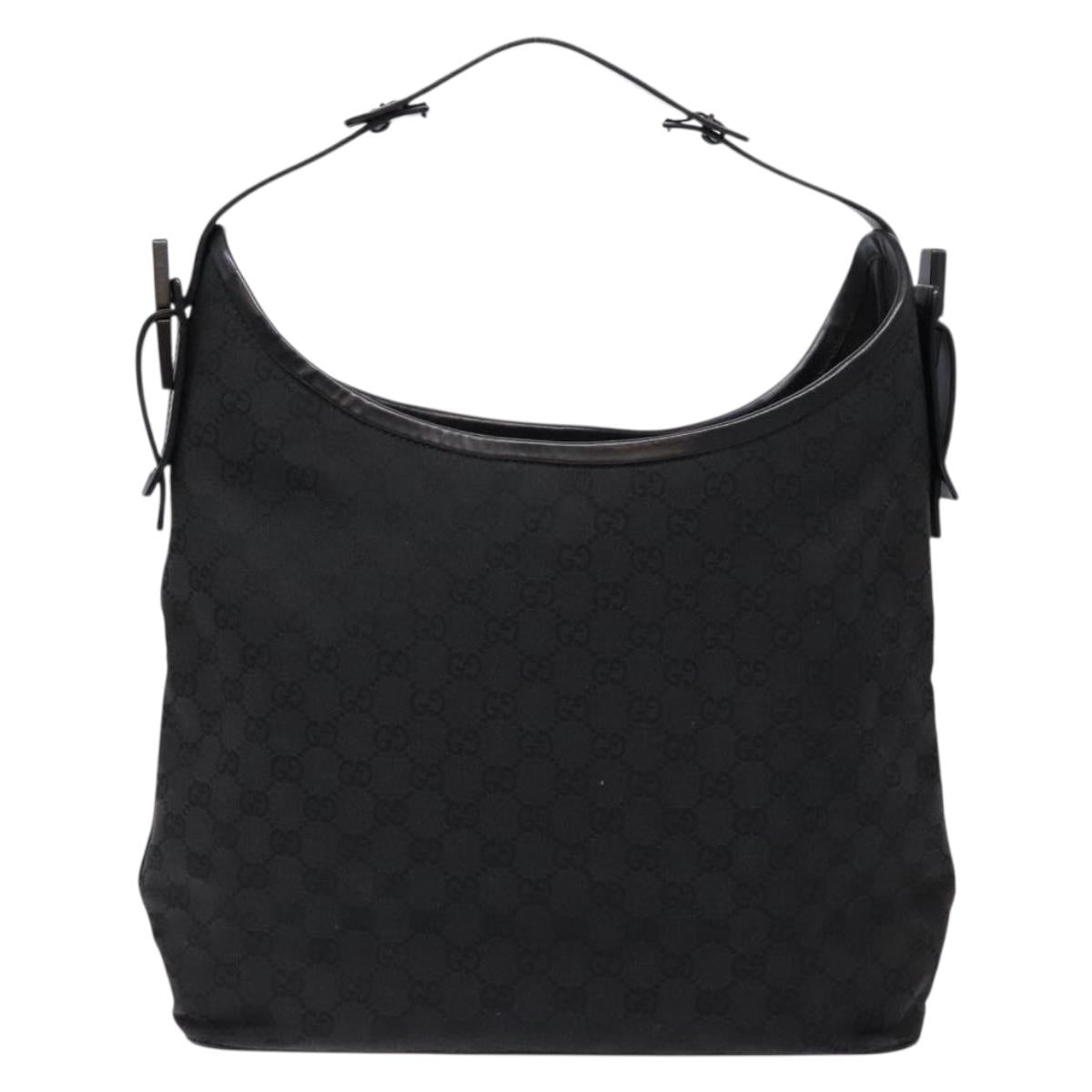 GUCCI GG Canvas Shoulder Bag Black Silver 106242 Auth ki5969