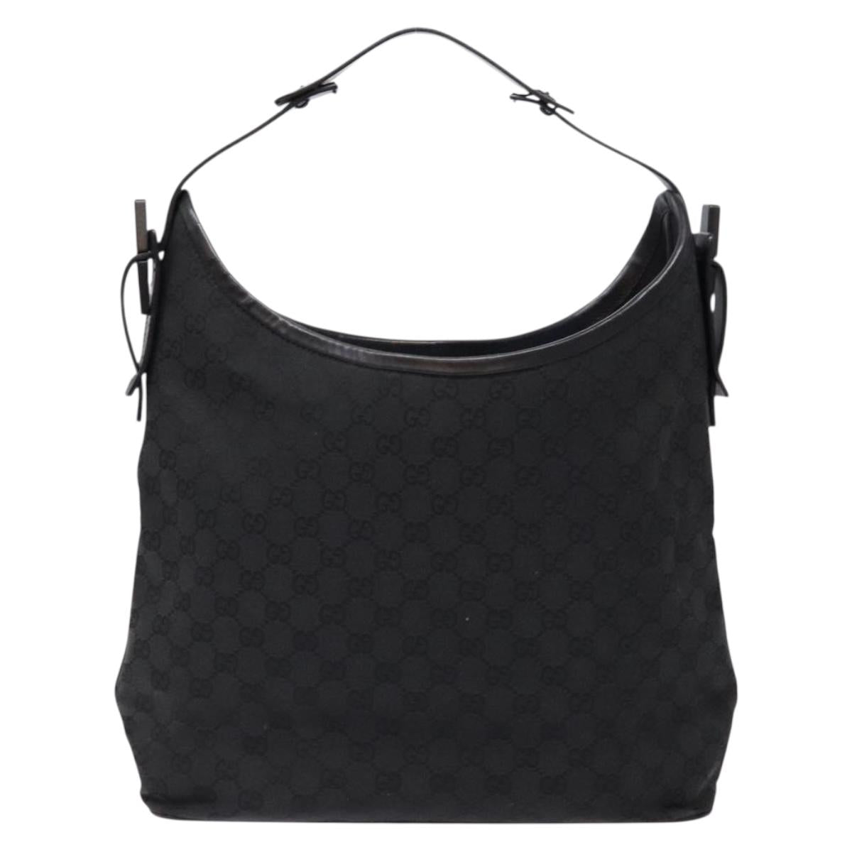 GUCCI GG Canvas Shoulder Bag Black Silver 106242 Auth ki5969