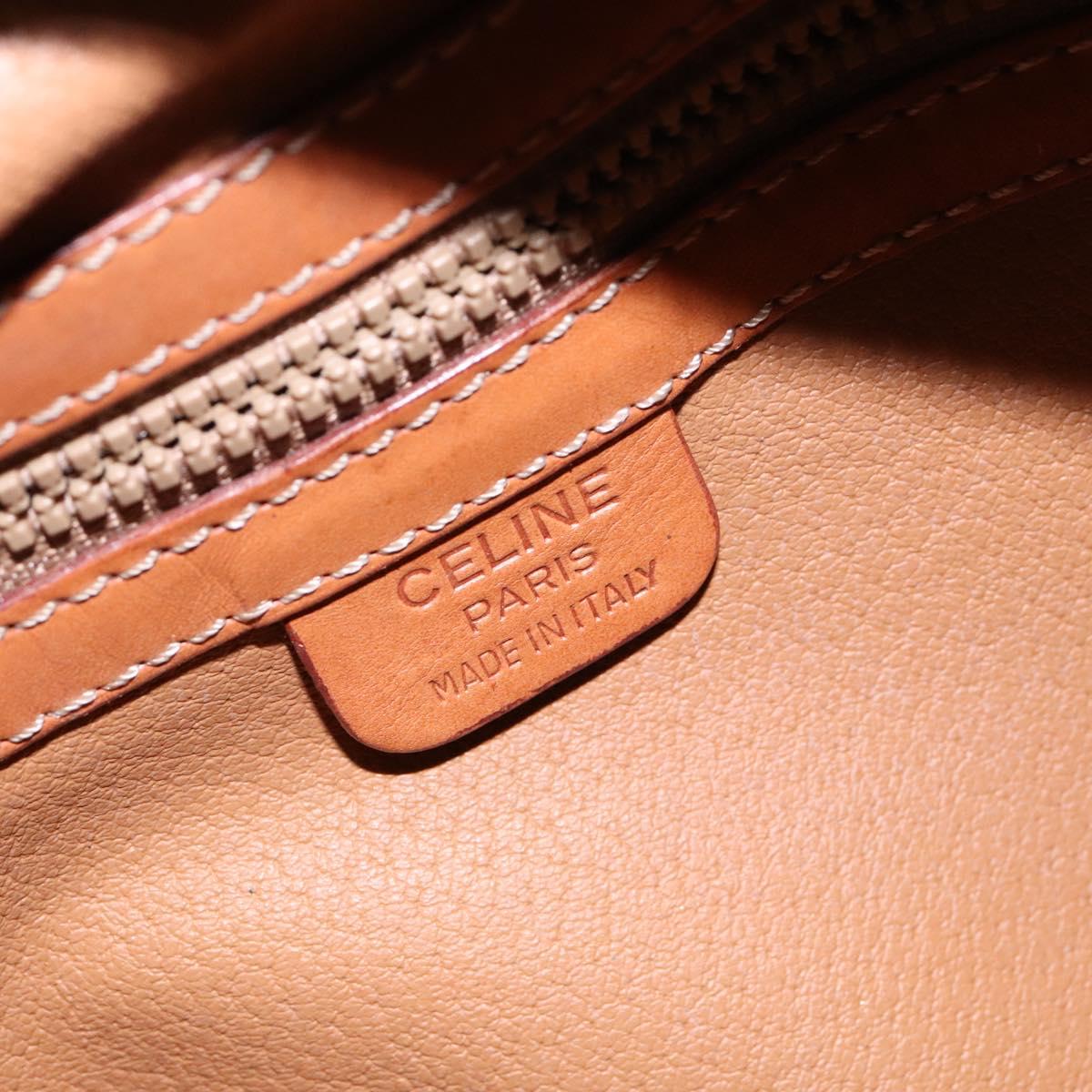 CELINE Macadam Canvas Hand Bag PVC Leather Brown Gold Auth ki5970