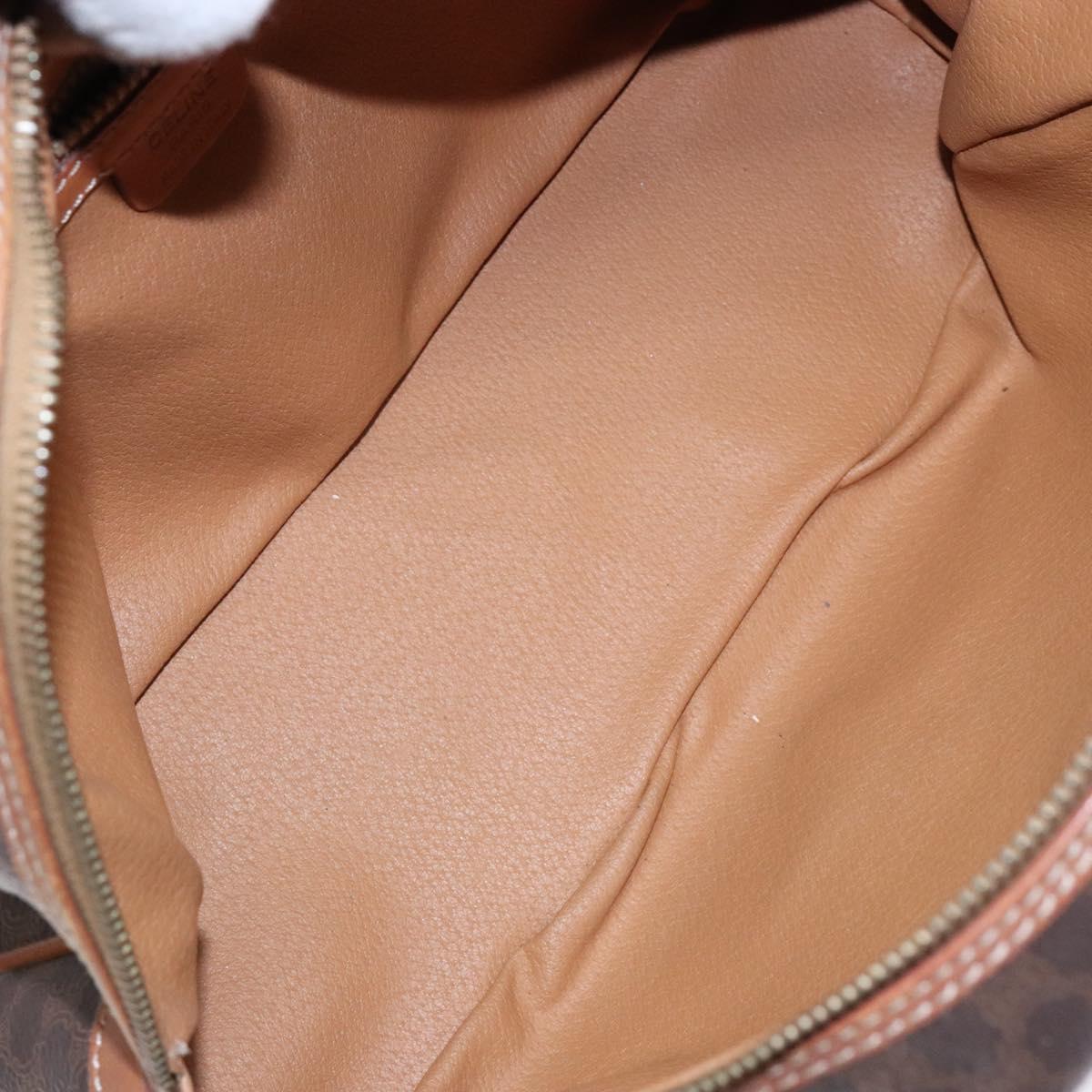 CELINE Macadam Canvas Hand Bag PVC Leather Brown Gold Auth ki5970