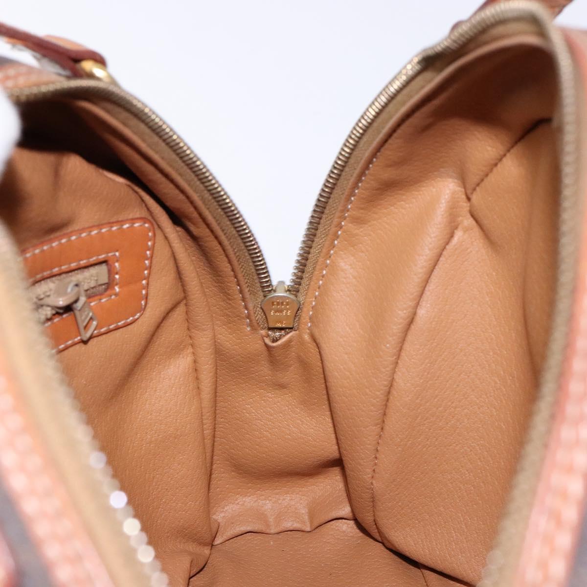 CELINE Macadam Canvas Hand Bag PVC Leather Brown Gold Auth ki5970