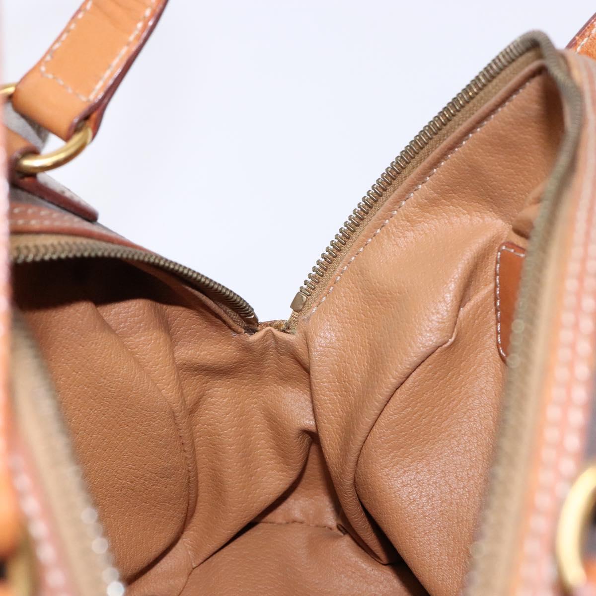 CELINE Macadam Canvas Hand Bag PVC Leather Brown Gold Auth ki5970