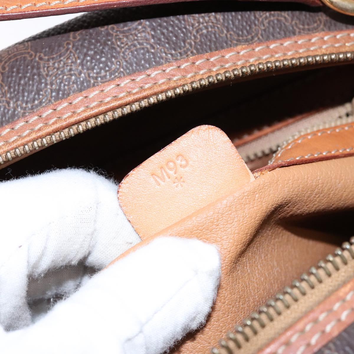 CELINE Macadam Canvas Hand Bag PVC Leather Brown Gold Auth ki5970