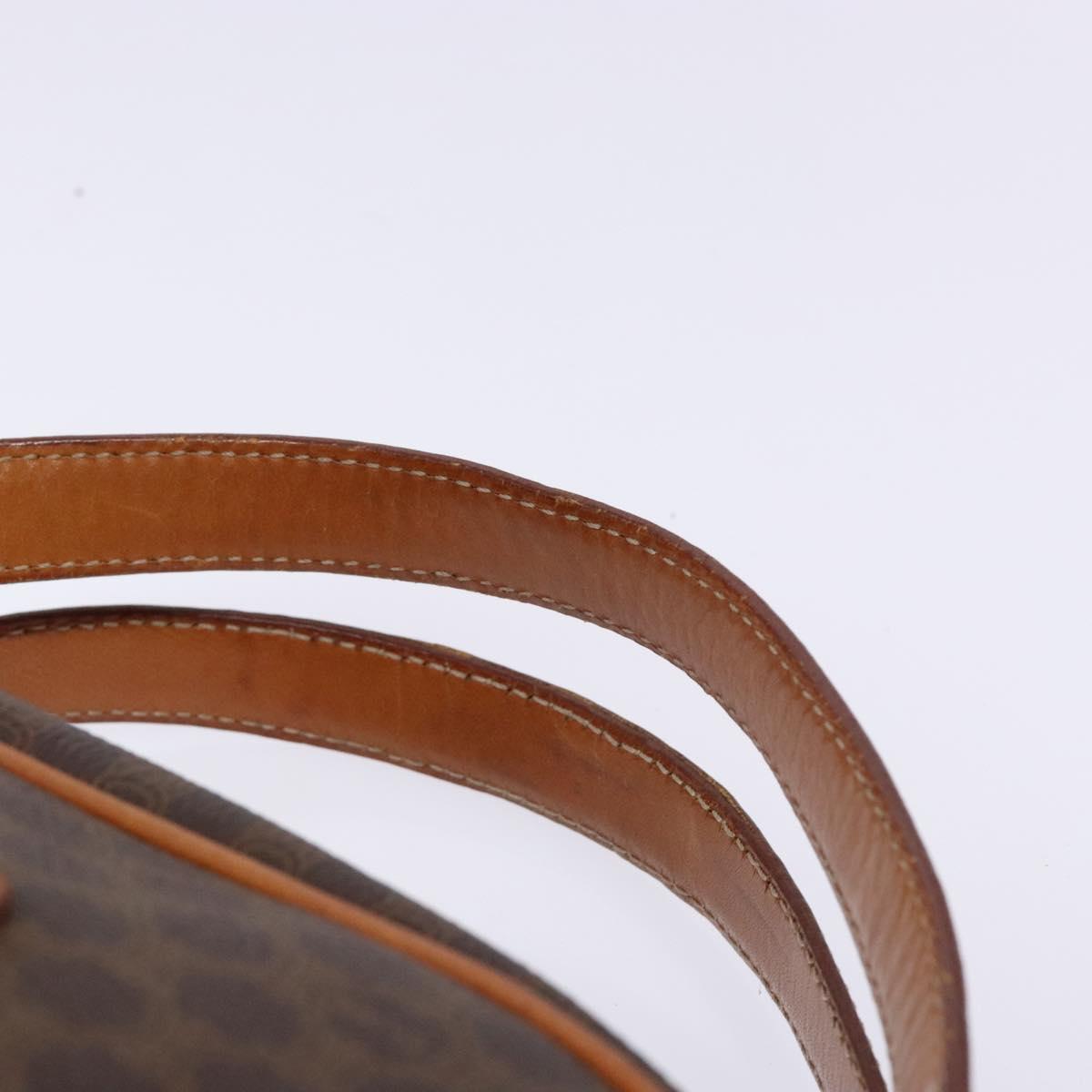 CELINE Macadam Canvas Hand Bag PVC Leather Brown Gold Auth ki5970