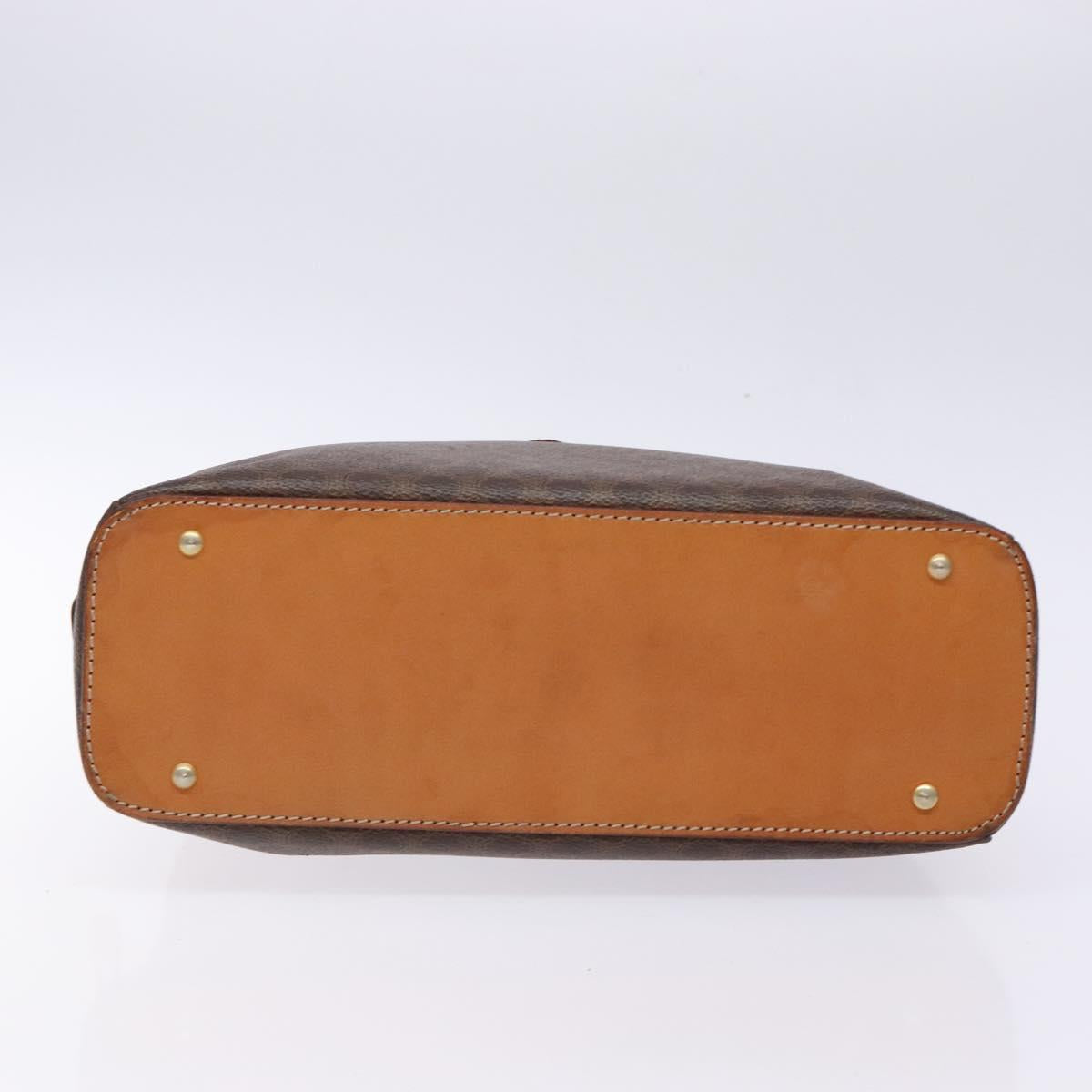 CELINE Macadam Canvas Hand Bag PVC Leather Brown Gold Auth ki5970