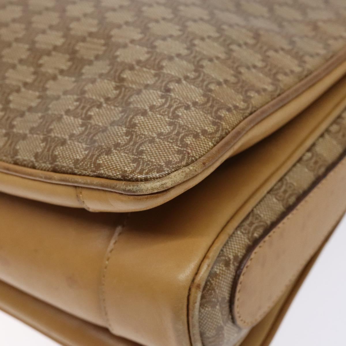 CELINE Macadam Canvas Shoulder Bag Beige Gold Auth ki5971