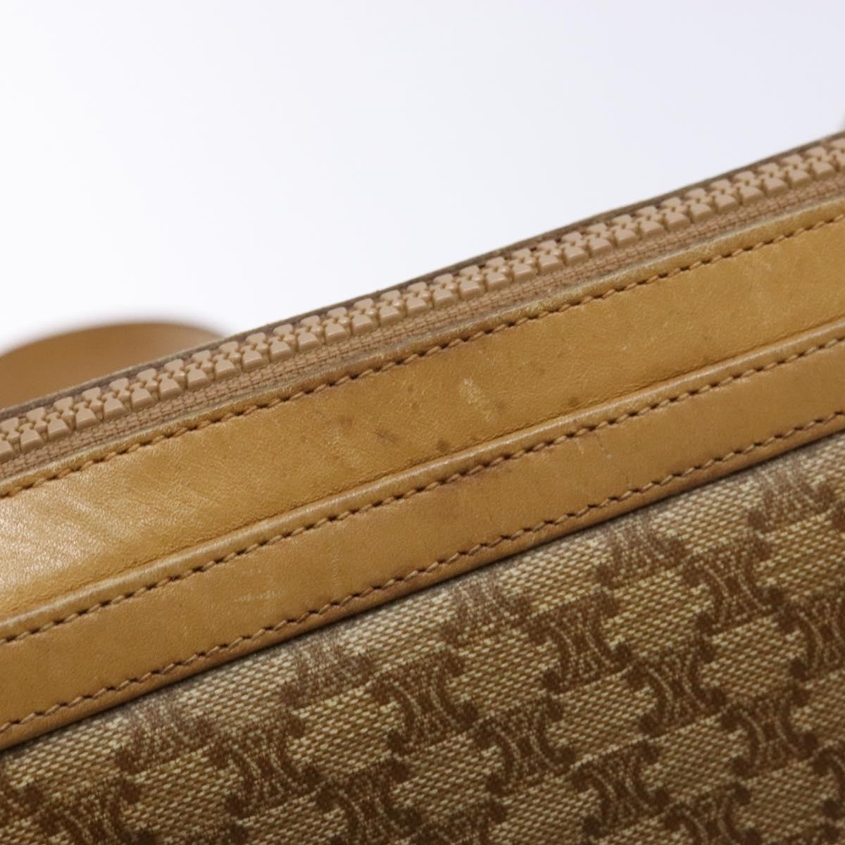 CELINE Macadam Canvas Shoulder Bag Beige Gold Auth ki5971
