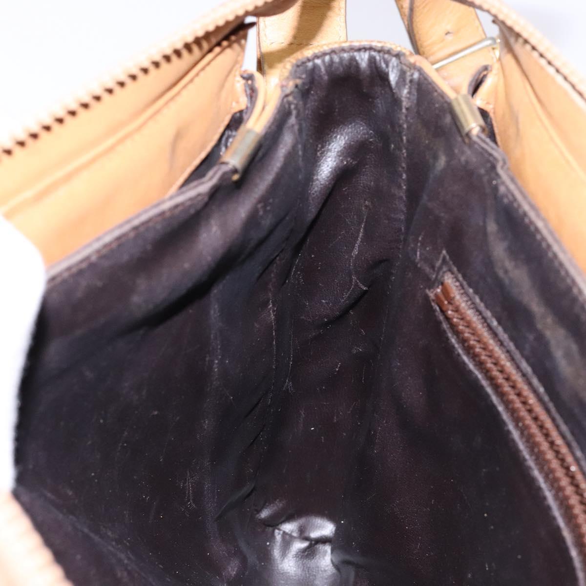 CELINE Macadam Canvas Shoulder Bag Beige Gold Auth ki5971