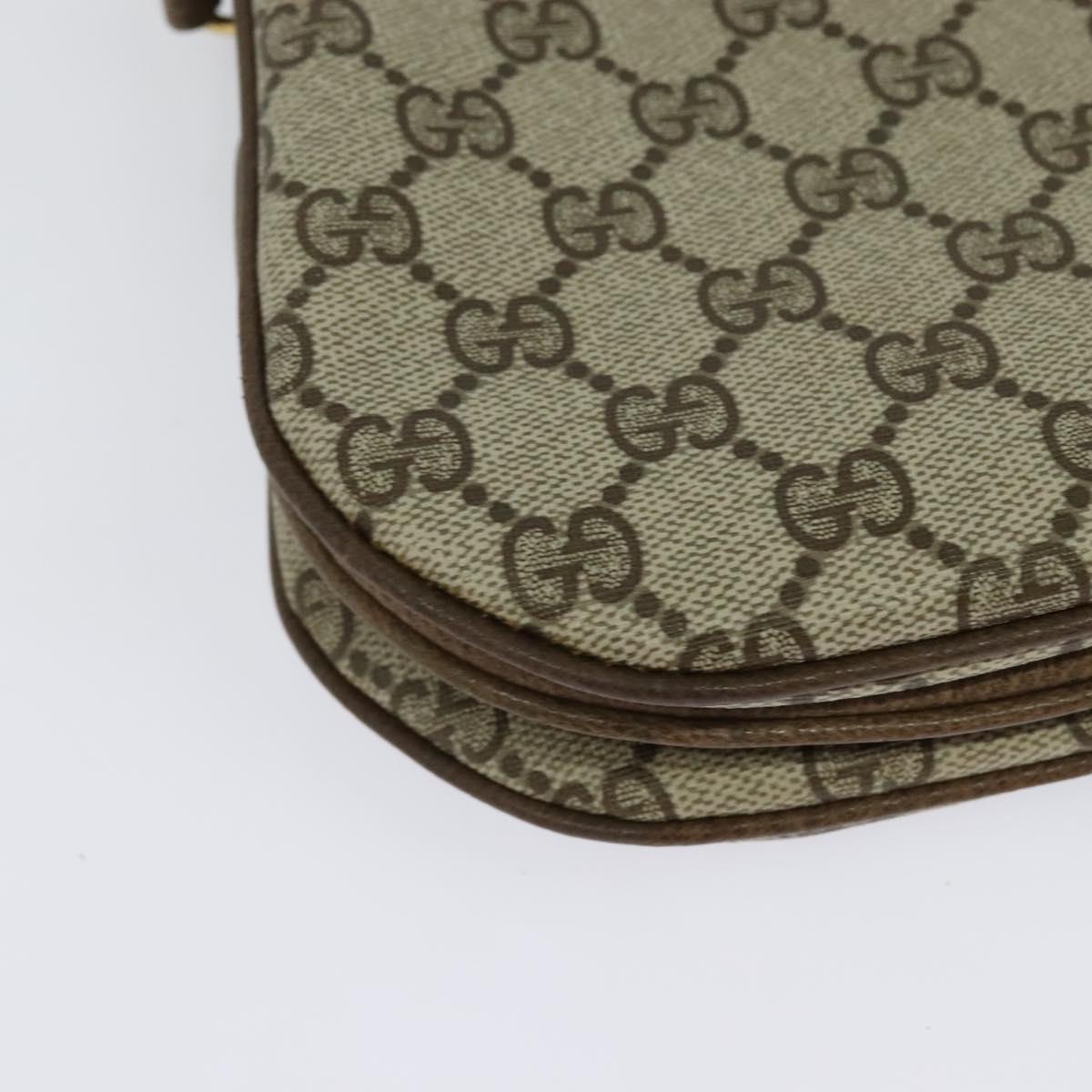 GUCCI GG Supreme Shoulder Bag PVC Beige Gold Auth ki5972