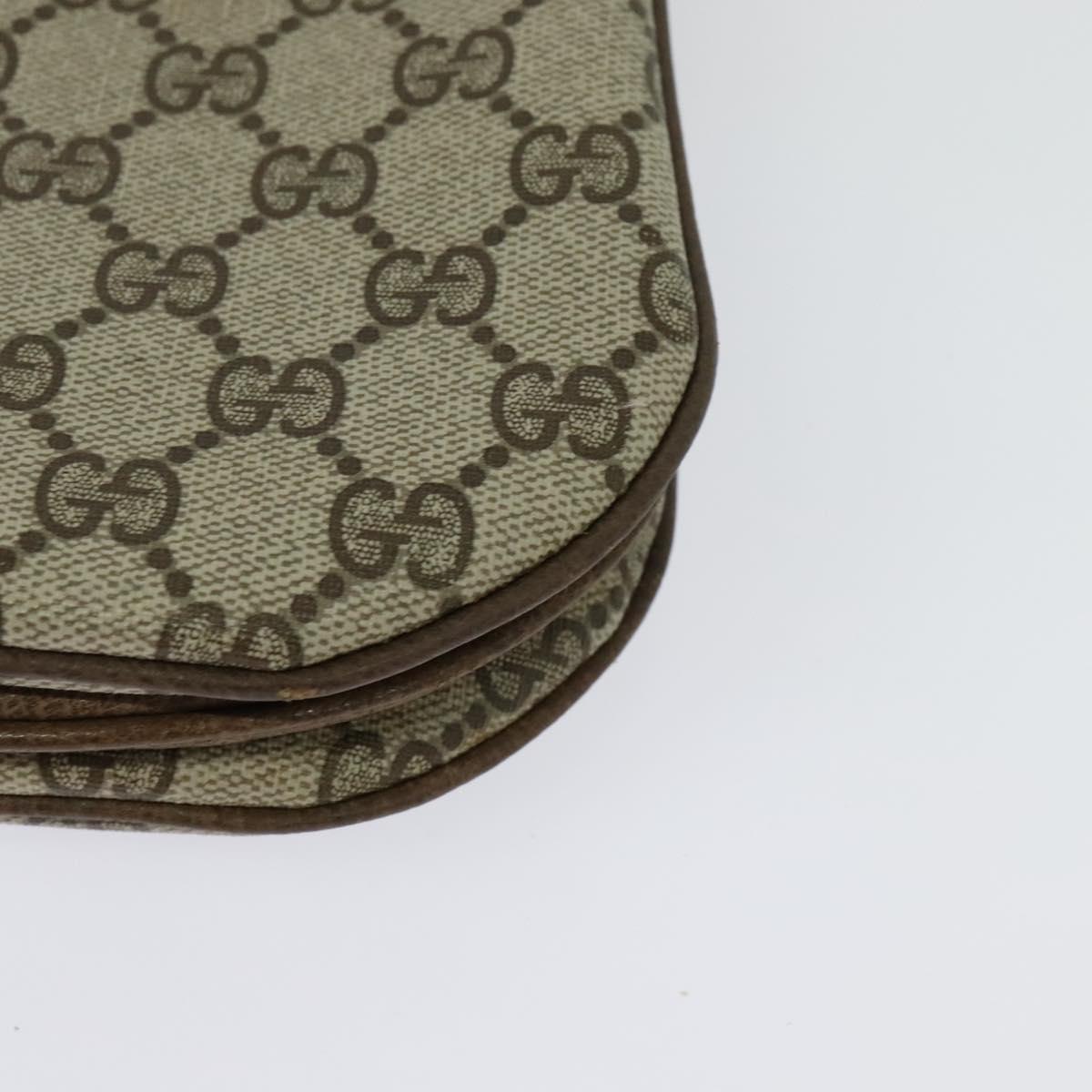 GUCCI GG Supreme Shoulder Bag PVC Beige Gold Auth ki5972