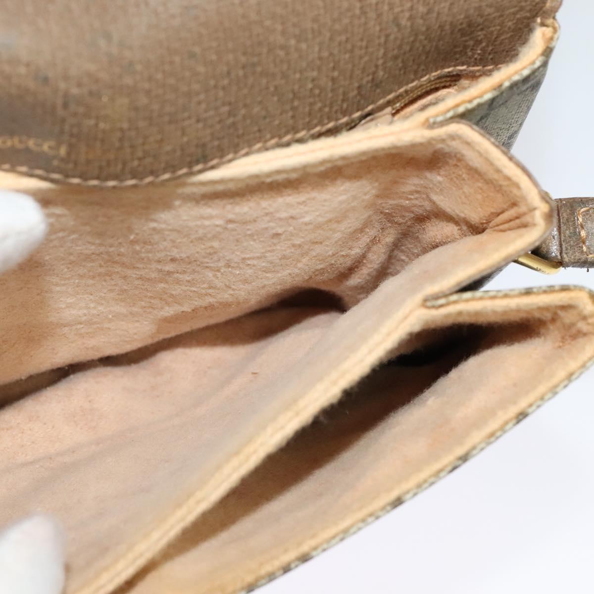 GUCCI GG Supreme Shoulder Bag PVC Beige Gold Auth ki5972