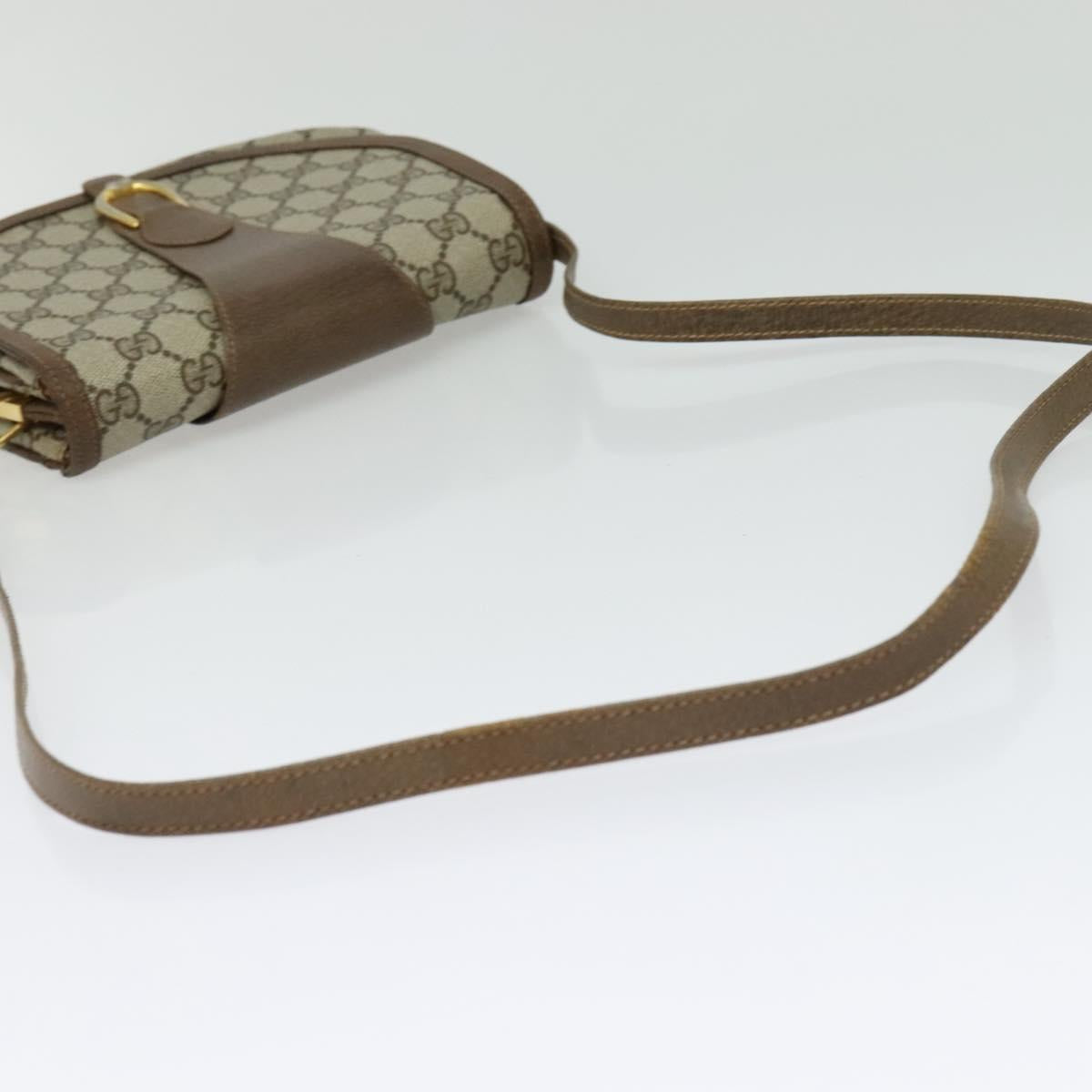 GUCCI GG Supreme Shoulder Bag PVC Beige Gold Auth ki5972