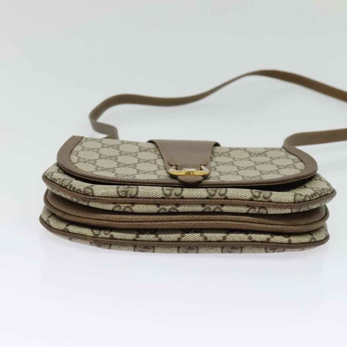 GUCCI GG Supreme Shoulder Bag PVC Beige Gold Auth ki5972