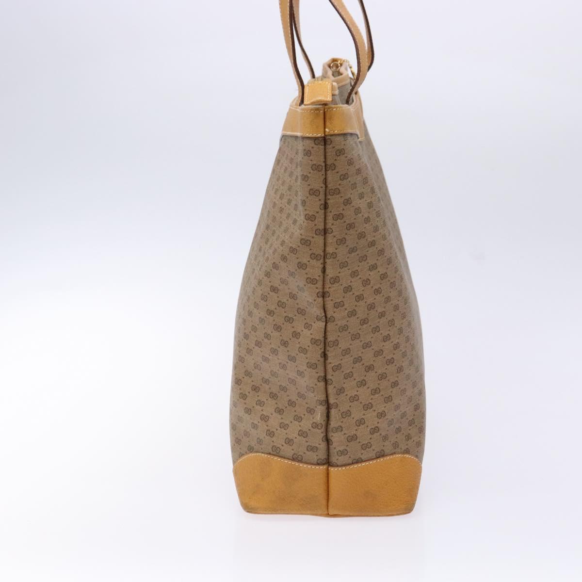 GUCCI Micro GG Supreme Tote Bag PVC Beige Gold Auth ki5973