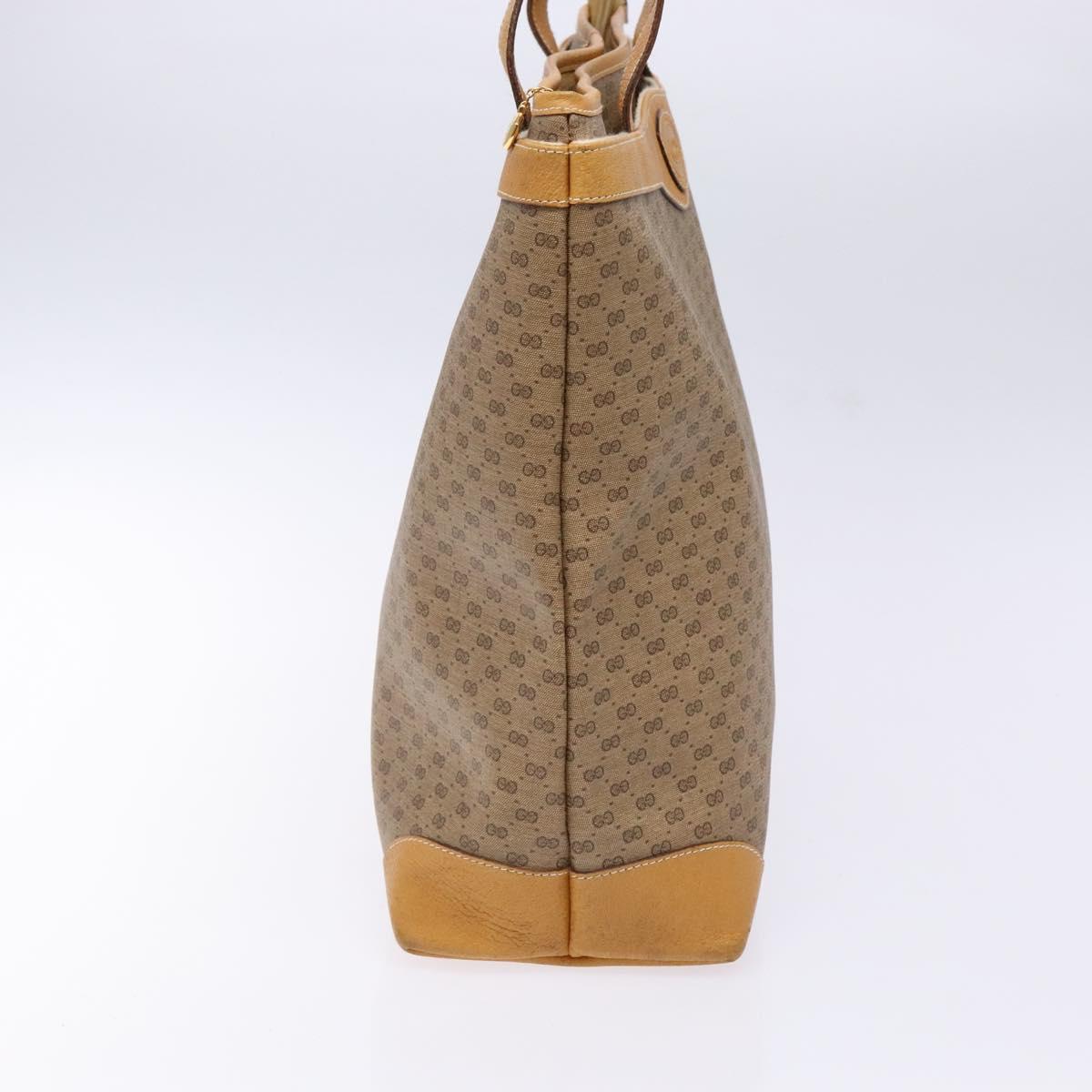 GUCCI Micro GG Supreme Tote Bag PVC Beige Gold Auth ki5973