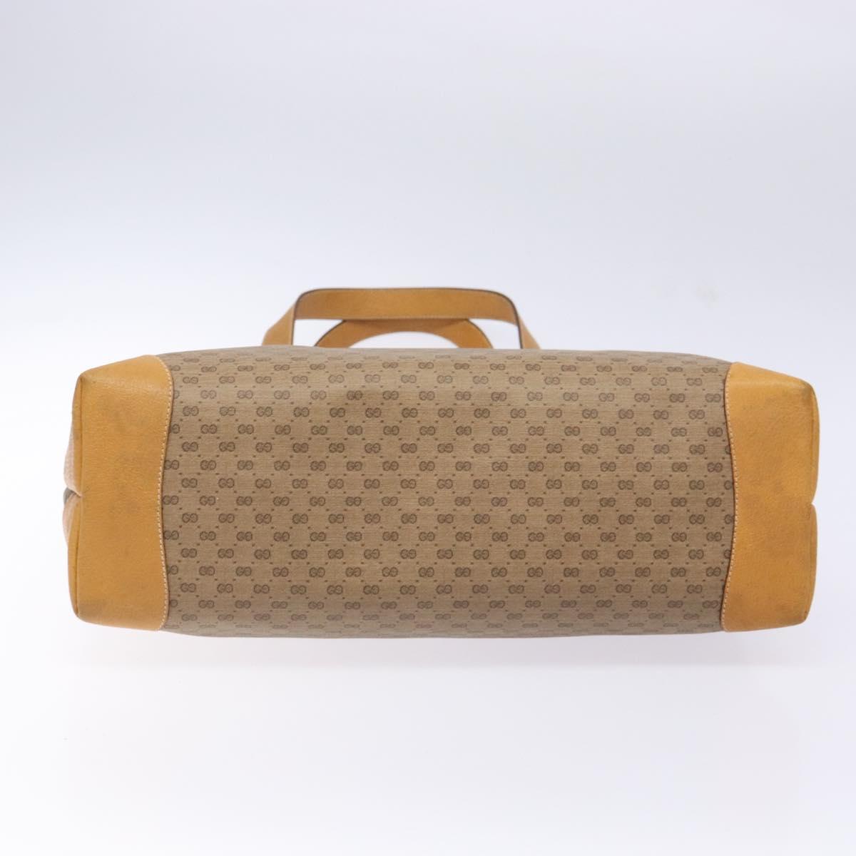 GUCCI Micro GG Supreme Tote Bag PVC Beige Gold Auth ki5973