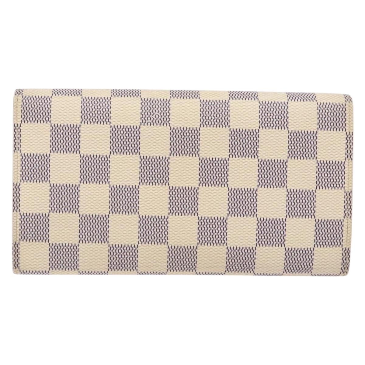 LOUIS VUITTON Damier Azur Porte Tresor International Wallet M61215 Auth ki5974
