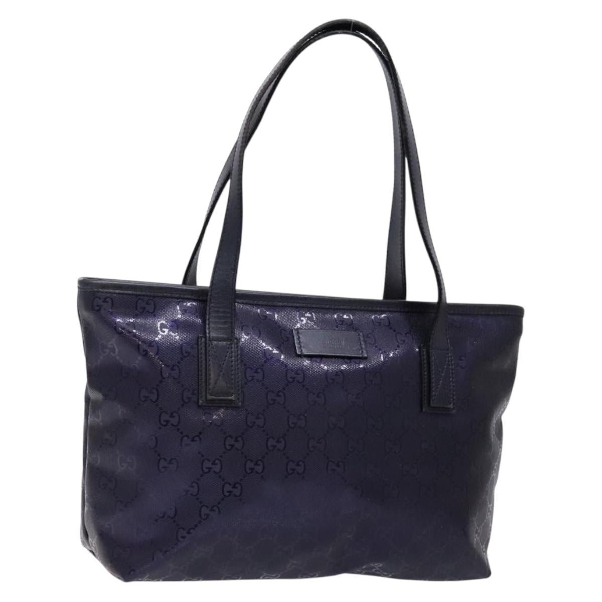 GUCCI GG implementation Tote Bag PVC Navy Silver 211133 Auth ki5982