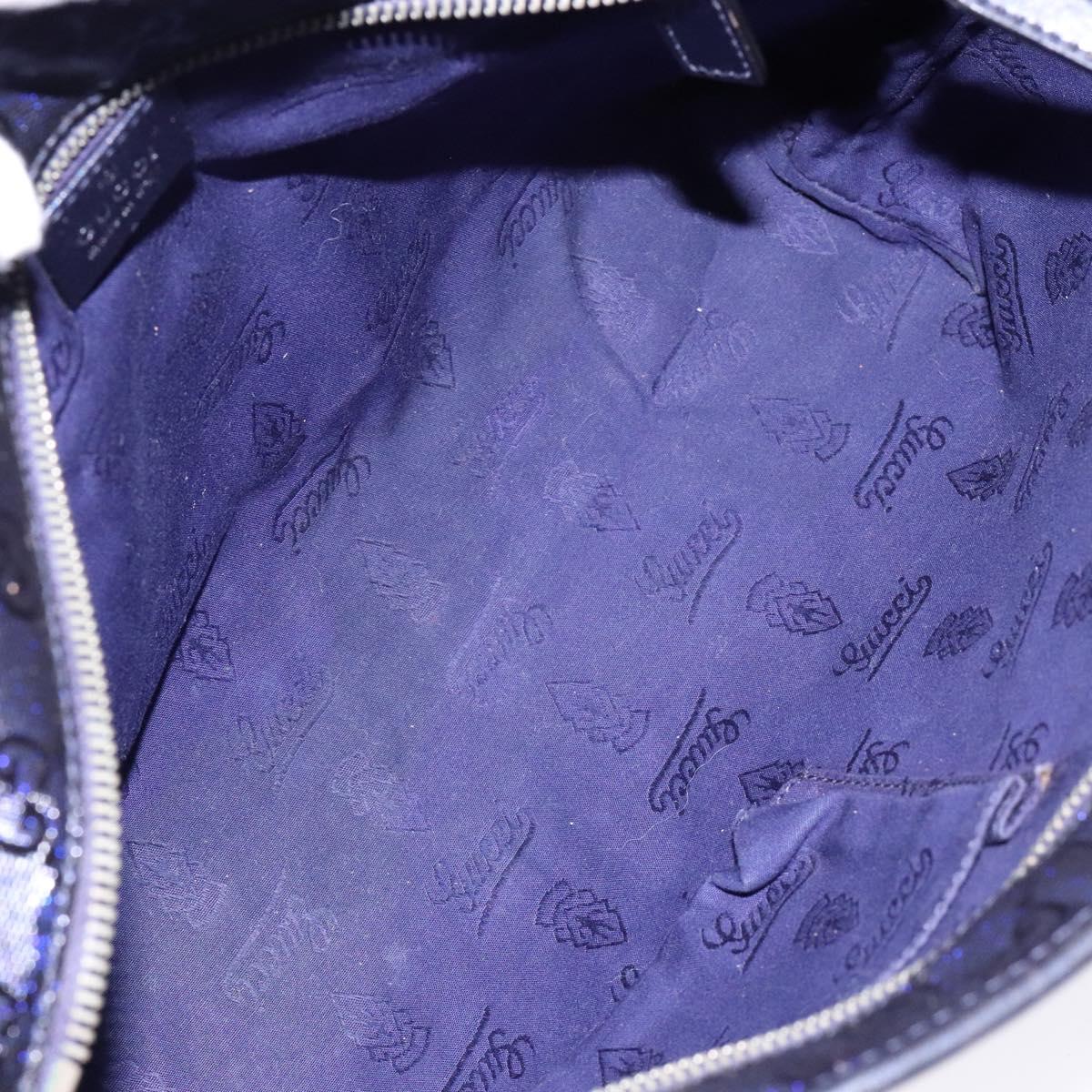 GUCCI GG implementation Tote Bag PVC Navy Silver 211133 Auth ki5982