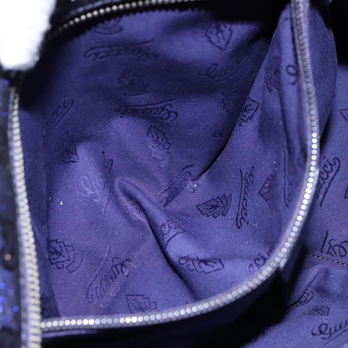 GUCCI GG implementation Tote Bag PVC Navy Silver 211133 Auth ki5982