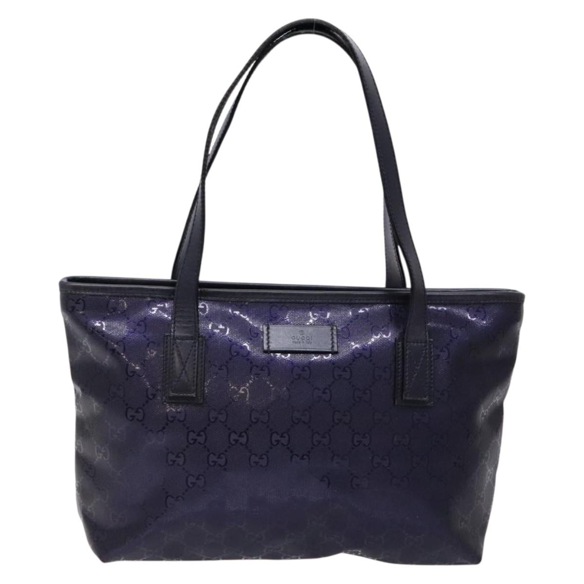 GUCCI GG implementation Tote Bag PVC Navy Silver 211133 Auth ki5982