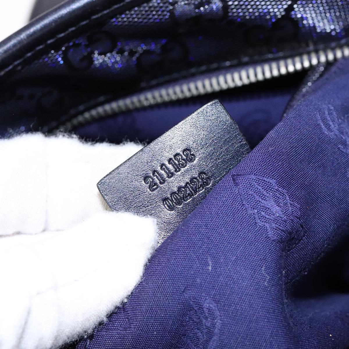 GUCCI GG implementation Tote Bag PVC Navy Silver 211133 Auth ki5982