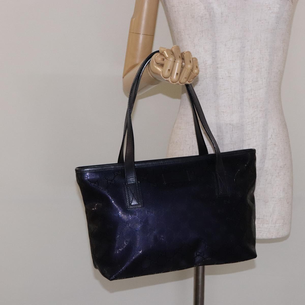 GUCCI GG implementation Tote Bag PVC Navy Silver 211133 Auth ki5982