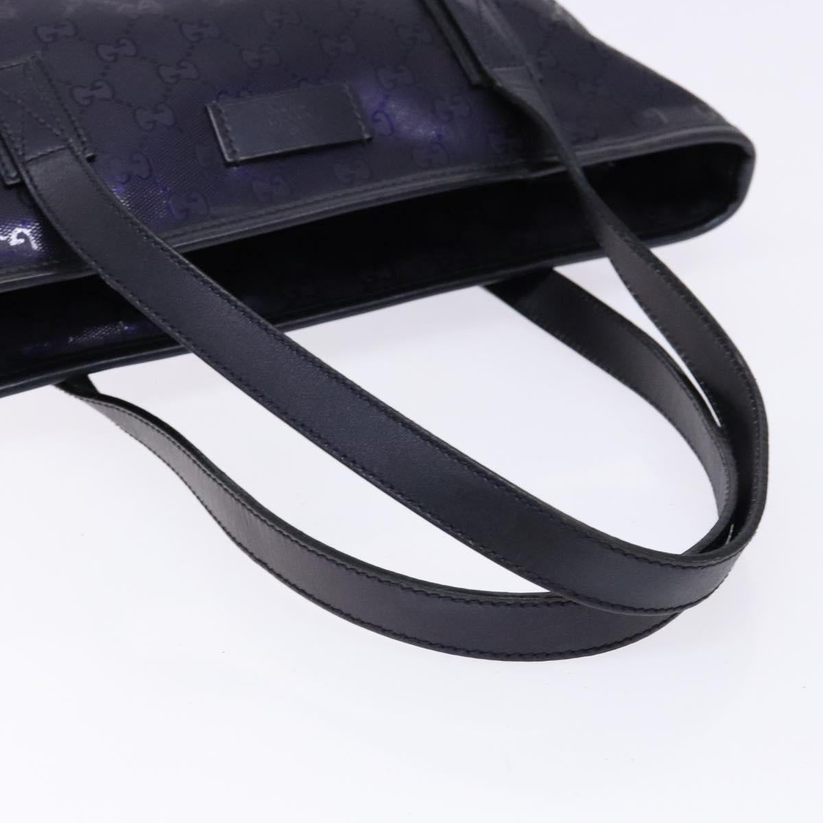 GUCCI GG implementation Tote Bag PVC Navy Silver 211133 Auth ki5982